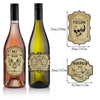 12/24pcs Horror Retro Halloween party Wine Bottle Labels Stickers Gothic Witch Magic Potion Vintage Decals DIY Graffiti Sticker