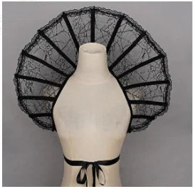 Medieval Retro Gothic Lace Boned Stand Collar Capes Women Halloween Witch Party Cosplay Costume Accessories Props