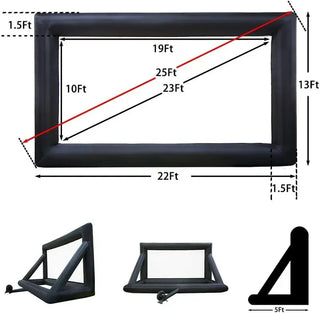 Outdoor Halloween Movie Night 14-30Ft Inflatable Movie Screen with Stand Frame Movie Screen Use in Combination with blower