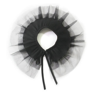 Renaissance Tulle Ruffled Fake Collar Layered Mesh Clown Choker Lace-Up Ribbon Victorian Neck Ruff Shawl Cosplay Props