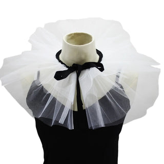 Tulle Ruffled Neck Collar Clown Mesh Choker Ruffle Collar Medieval Victorian Costume Collar