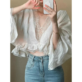 Lace V Chemise Femme Blouse