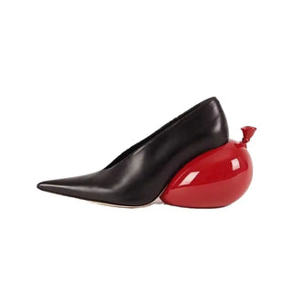 New balloon pointed toe slip on shoes circus heel casual pumps
