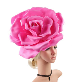 Exaggerated Rose Flowers Fascinator Hat Wedding Bridal Makeup Prom Photo Shoot Mardi Gras Headpiece