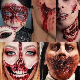 SFX Makeup Kit Scars Wax Halloween Special Effects Stage Fake Wound Skin Wax with Spatula Stipple Sponge Fake Wood Special
