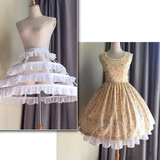 Ruffle tier Lolita Hollow Lotus Leaf Lace Bird Cage Fish Bone Skirt Cosplay Dress Skirt Petticoat Bride Wedding Dress Lining