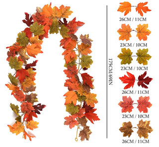 Halloween Black Maple Leaf Garland Autumn Artificial Plant Wall Hanging Thanksgiving Halloween Leaves Home Garden Decoration
