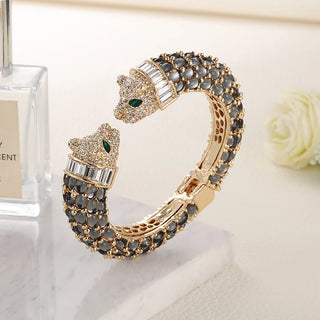 Animal Bracelets Gold Plated Tiger Bangles Cuff Costume Jewelry Resin Rhinestones