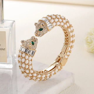 Animal Bracelets Gold Plated Tiger Bangles Cuff Costume Jewelry Resin Rhinestones