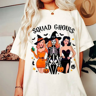 Printed Cartoon Ghouls Horror Characters Pattern New Top Summer O-Neck Casual Style Fashion Style Halloween Trendy T-Shirt