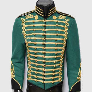 Historical Men's American Civil War Gold Braiding Hussar Officers Jacket With Gold Aiguillette Costume