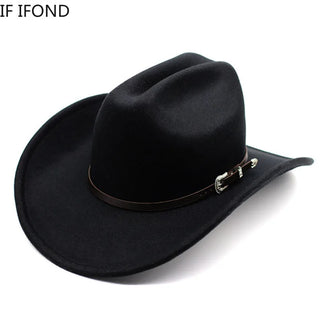 Vintage Western Cowboy Hat Gentleman Halloween Jazz Cowgirl Leather Wide Brim Cloche Church Sombrero Hombre Caps