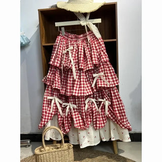 Ruffle Plaid Skirts Vintage