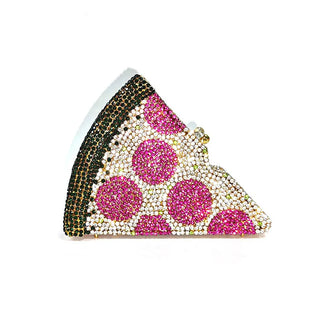 NEW drop women rhinestone purse funny pizza bag chic luxury Crystal Clutches