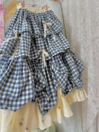 Ruffle Plaid Skirts Vintage