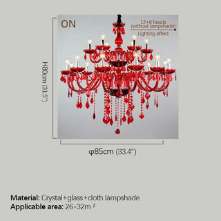 Fantasy European Luxury Crystal Pendent Lamp Red Wedding Room Living Room Restaurant Bedroom Villa Clothing Store KTV Chandelier