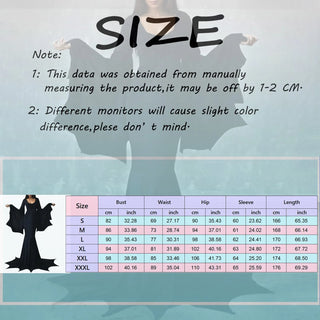 Batwing Morticia Gothic Dress Long Sleeve High Waist Classic long drama