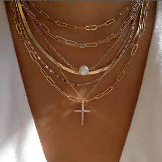 Vintage New Gold Color Multiple Styles Necklace Boho Trendy Multi-Layer Crystal Pendant Necklaces Set Jewelry Gifts