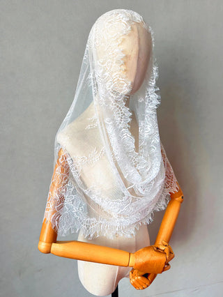 Lace Mantilla Church Veil Latin Mass Muslin Head Covering Black Spanish Christian Veils For Wedding Bride Chapel Catholic Veil
