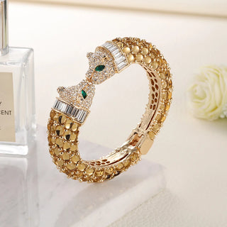 Animal Bracelets Gold Plated Tiger Bangles Cuff Costume Jewelry Resin Rhinestones