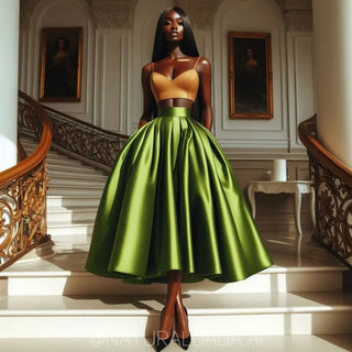 Custom Made Green Silk Satin Short Skirt 6 Options High Low Evening Party Skirts Long Pleated Taffeta Formal Maxi Skirt
