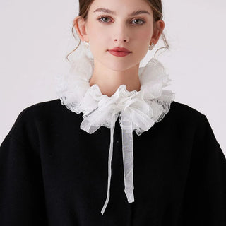 Small Fashion Lace Ruffled Multi-layer Fake Collar Versatile Detachable Mesh Decorative Collar Performance Accessories