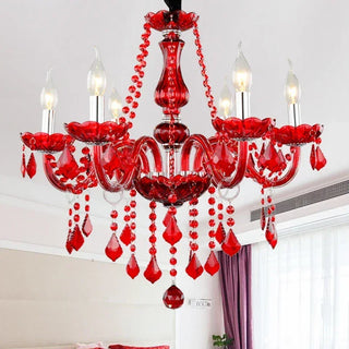 Fantasy European Luxury Crystal Pendent Lamp Red Wedding Room Living Room Restaurant Bedroom Villa Clothing Store KTV Chandelier