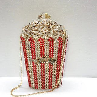 Elegant Crystal Popcorn Clutch Bags for Women Party Purse Red Evening Bags Wedding Bridal Day Clutches