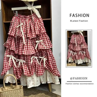 Ruffle Plaid Skirts Vintage