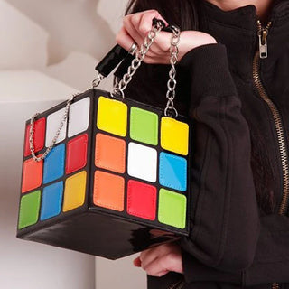Chic Cubic Shape Box Handbags Designer Chains Totes Luxury Pu Leather Messenger Bag Ladies Personality Small Purses 2020