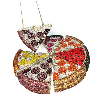 NEW drop women rhinestone purse funny pizza bag chic luxury Crystal Clutches