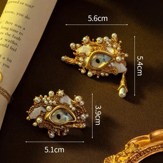 Eyes Stud Earrings for Women Palace Style Vintage Jewelry Pearls Elegant Fashion Aretes De Mujer