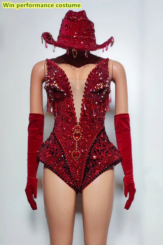 Full Diamonds Multi-Color Tight And Sexy Jumpsuits Gloves Hats Parties Nightclubs Bars Performance Costumes