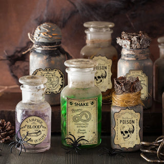 12/24pcs Horror Retro Halloween party Wine Bottle Labels Stickers Gothic Witch Magic Potion Vintage Decals DIY Graffiti Sticker