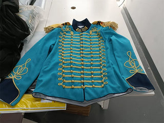 Historical Men's American Civil War Gold Braiding Hussar Officers Jacket With Gold Aiguillette Costume