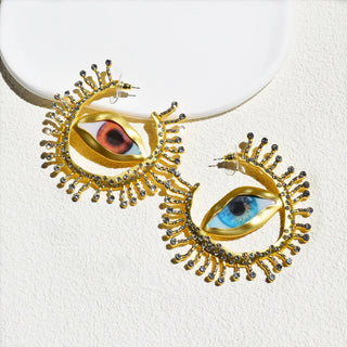 Baroque Style Vintage Alloy Big Eyes Dangle Earrings For Women Jewelry Fashion Exaggerated