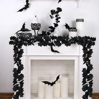 Halloween Black Maple Leaf Garland Autumn Artificial Plant Wall Hanging Thanksgiving Halloween Leaves Home Garden Decoration