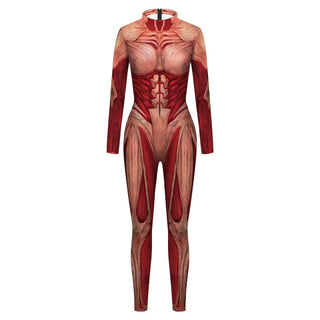 Onsie Muscle sideshow Halloween Jumpsuit Cosplay Costume Long Sleeved Bodysuit Halloween Zentai 3D Printing Outfit