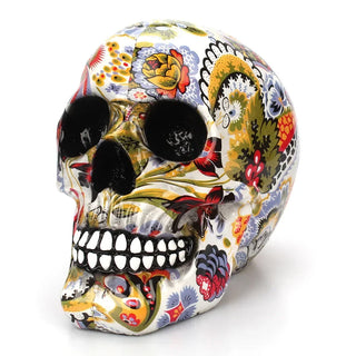 Elegant floral Skull Decoration Resin Color Flower Painting Halloween Skull Home Halloween