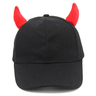Funny Halloween Novelty Devil Ox Horn Hip-Hop Baseball Cap Cosplay Solid Color Sunscreen Holiday Party Snapback Hat Halloween Gift