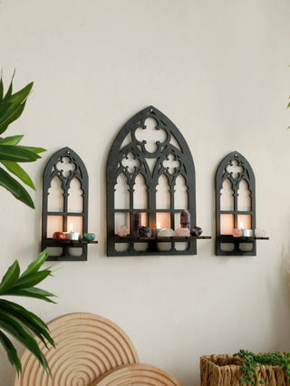 1/3Pc Gothic Wooden Hollow Wall Decoration Wall Decor Vintage Cathedral Arch Frame Goth Room Decor Rustic Spooky Decorative Gift
