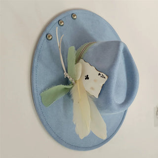 Retro Suede Fedora Hat Feather Accessories Fedora jazz Cap Panama Fashion Party Hats Autumn 2024