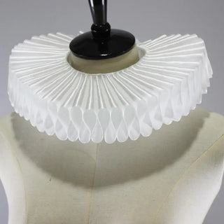 White Ruffle Vintage Clown Neck Ruff Silky Fake Collars Detachable Collars Victorian Rennaisance Costume Novelty Necklace Shawl