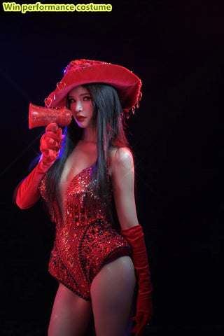 Full Diamonds Multi-Color Tight And Sexy Jumpsuits Gloves Hats Parties Nightclubs Bars Performance Costumes