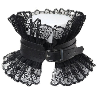 Renaissance Tulle Ruffled Fake Collar Layered Mesh Clown Choker Lace-Up Ribbon Victorian Neck Ruff Shawl Cosplay Props