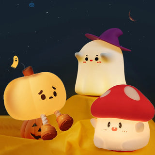 Halloween Led Night Light Silicone Table Lamp Mushroom Pumpkin Ghost Cute Gifts Nursery Bedroom Nightlight