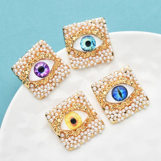Pearl Eye Brooches For Women 4-color Beautiful Charming Eyes Party Office Badge Pins Gifts