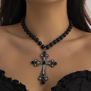 Goth Pearl Cross Necklaces Fashion Gothic jewelry Chokers Cross Pendant Necklace Party Jewelry Gifts