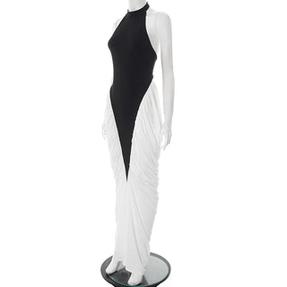 Elegant Halter Evening Sleeveless Long Dress Vintage High Waisted Luxury Summer Dress