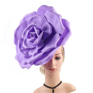 Exaggerated Rose Flowers Fascinator Hat Wedding Bridal Makeup Prom Photo Shoot Mardi Gras Headpiece